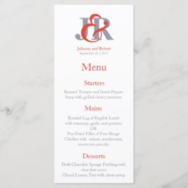 Modern Elegant Monogram Bruiloft Menu