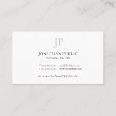 Modern Elegant Monogram Chic Design White Plain Visitekaartje (Achterkant)