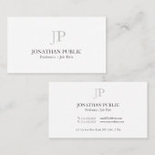 Modern Elegant Monogram Chic Design White Plain Visitekaartje (Voorkant / Achterkant)