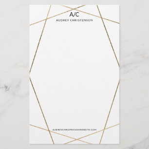 Modern elegant monogram chic goud geometrisch lijs briefpapier