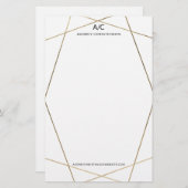 Modern elegant monogram chic goud geometrisch lijs briefpapier (Voorkant / Achterkant)
