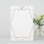 Modern elegant monogram chic goud geometrisch lijs briefpapier (Staand voorkant)