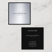 Modern Elegant Monogram Chic Silver Watch Plain Vierkante Visitekaartje (Voorkant / Achterkant)