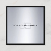 Modern Elegant Monogram Chic Silver Watch Plain Vierkante Visitekaartje (Voorkant)