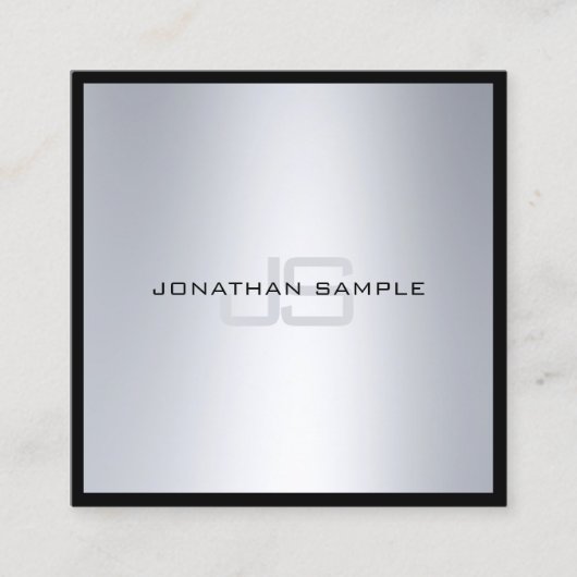 Modern Elegant Monogram Chic Silver Watch Plain Vierkante Visitekaartje (Voorkant)