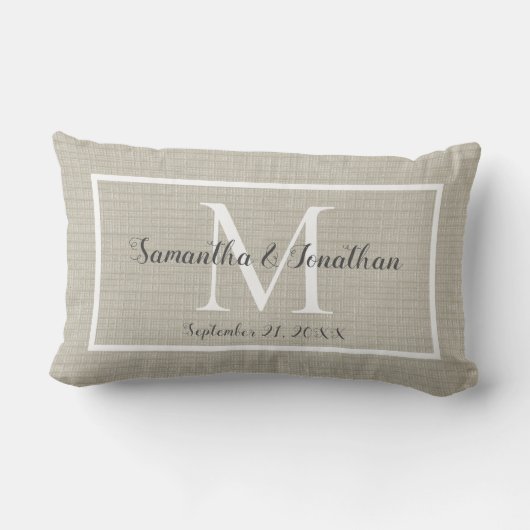 Modern Elegant Monogram Chic Wedding Keepslag Kussen (Achterkant)