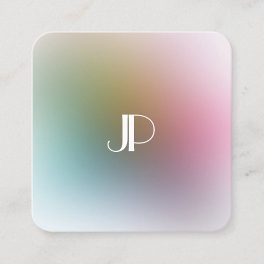 Modern Elegant Monogram Colorful Sjabloon Luxe Vierkante Visitekaartje (Voorkant)