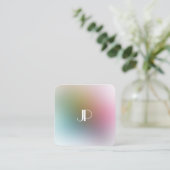Modern Elegant Monogram Colorful Sjabloon Luxe Vierkante Visitekaartje (Staand voorkant)