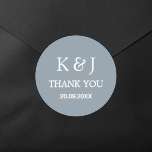 Modern Elegant Monogram Dank u huwelijksgunst Ronde Sticker
