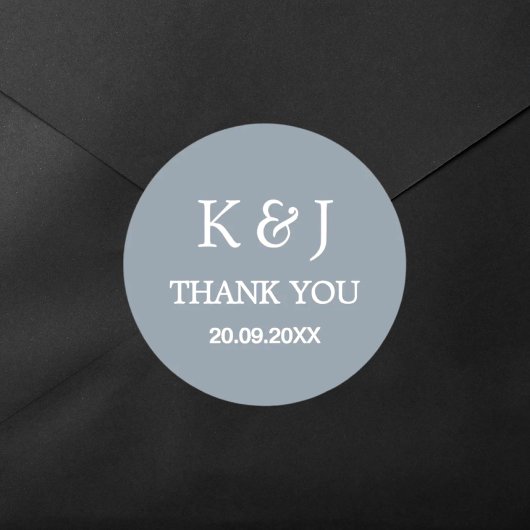 Modern Elegant Monogram Dank u huwelijksgunst Ronde Sticker
