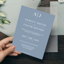 Modern Elegant Monogram Dusty Blue Wedding