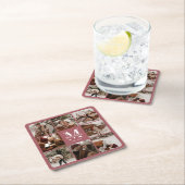 Modern Elegant Monogram Familienaam & Foto Kartonnen Onderzetters (Insitu)