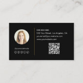 Modern Elegant Monogram Foto QR Zwart Goud Visitekaartje (Achterkant)
