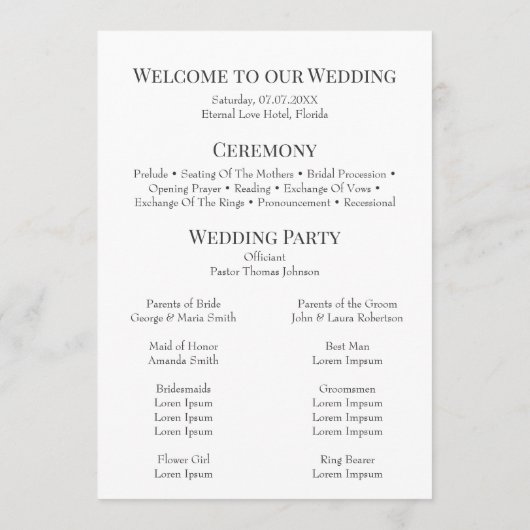 Modern Elegant Monogram Foto Trouwprogramma Programmakaart (Achterkant)