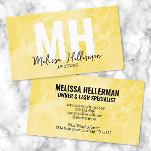 Modern Elegant Monogram Geel Visitekaartje