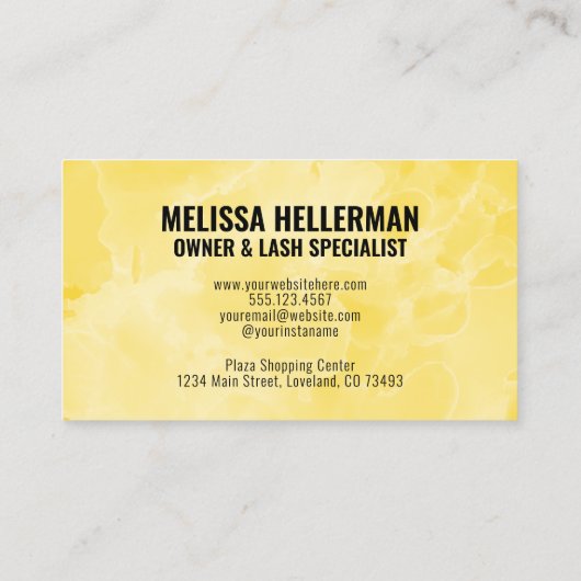 Modern elegant monogram geel visitekaartje (Achterkant)