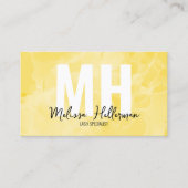 Modern elegant monogram geel visitekaartje (Voorkant)