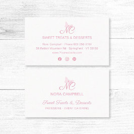 Modern Elegant Monogram Girly Baby Roze Vlinder Visitekaartje