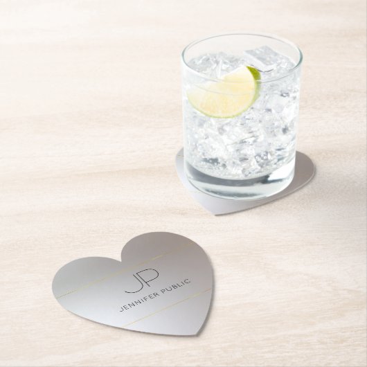 Modern Elegant Monogram Gold Silver Trendy Kartonnen Onderzetters (Insitu)