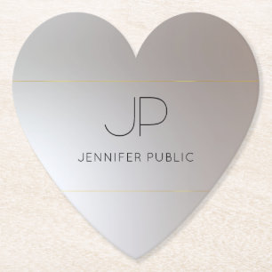 Modern Elegant Monogram Gold Silver Trendy Kartonnen Onderzetters