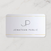 Modern Elegant Monogram Goud Zilver Rond Visitekaartje (Voorkant)