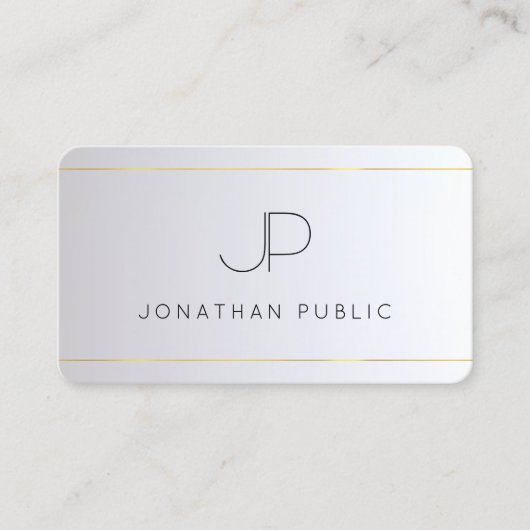 Modern Elegant Monogram Goud Zilver Rond Visitekaartje (Voorkant)