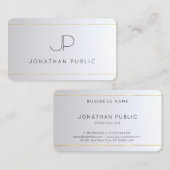 Modern Elegant Monogram Goud Zilver Rond Visitekaartje (Voorkant / Achterkant)