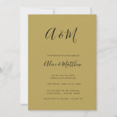 Modern Elegant Monogram Goud Zwart Bruiloft Kaart (Voorkant)
