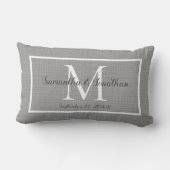 Modern Elegant Monogram Gray Gray Wedding Keepslag Kussen (Achterkant)