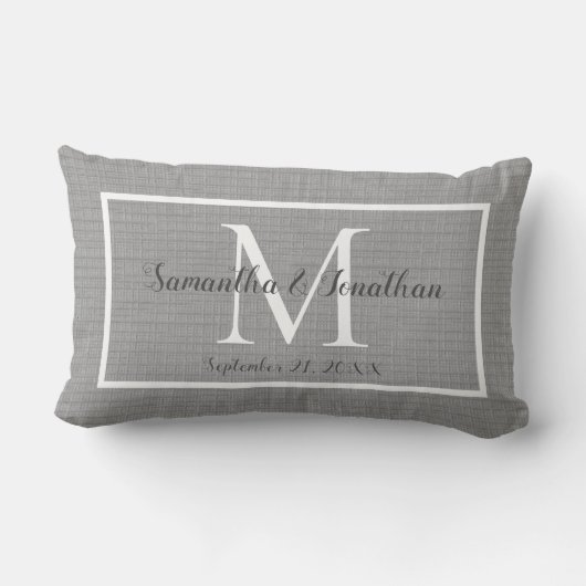 Modern Elegant Monogram Gray Gray Wedding Keepslag Kussen (Achterkant)