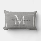 Modern Elegant Monogram Gray Gray Wedding Keepslag Kussen (Voorkant)
