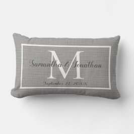 Modern Elegant Monogram Gray Gray Wedding Keepslag Kussen