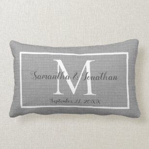 Modern Elegant Monogram Gray Gray Wedding Keepslag Kussen
