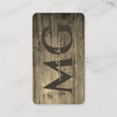Modern Elegant Monogram Houtbewerking QR Visitekaartje (Voorkant)