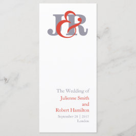 Modern Elegant Monogram Huwelijksceremonie Program Programmakaart