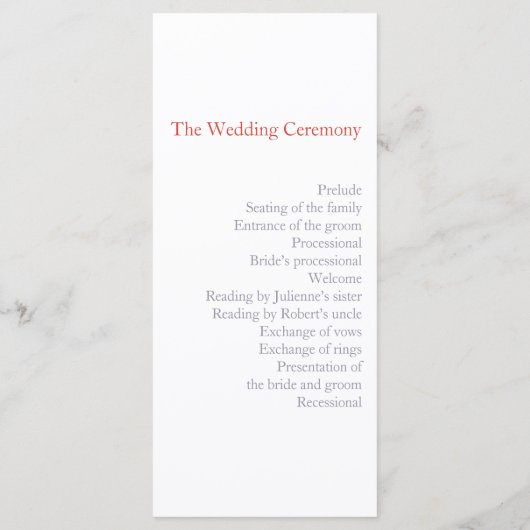 Modern Elegant Monogram Huwelijksceremonie Program Programmakaart (Achterkant)
