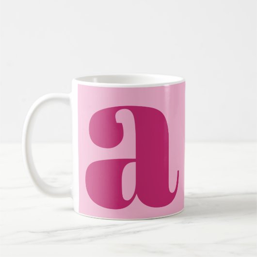 Modern Elegant Monogram Initiaal Bold Pink Koffiemok (Links)