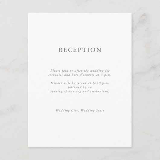 Modern Elegant Monogram Initiaal Bruiloft Receptie Informatiekaartje (Voorkant)