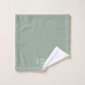 Modern Elegant Monogram Initiaal Sage Green White Bad Handdoek (Wasdoekje)