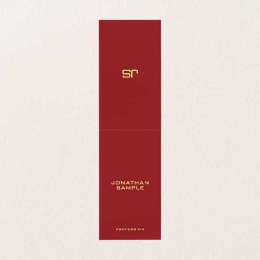 Modern Elegant Monogram Initiaal Tent Vouw Vertica Visitekaartje (Buitenkant ongevouwen)