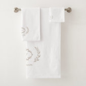 Modern Elegant Monogram Initiaal White Beige Tan Bad Handdoek (Insitu)