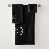 Modern elegant monogram Initiaal zwart-wit Bad Handdoek (Insitu)
