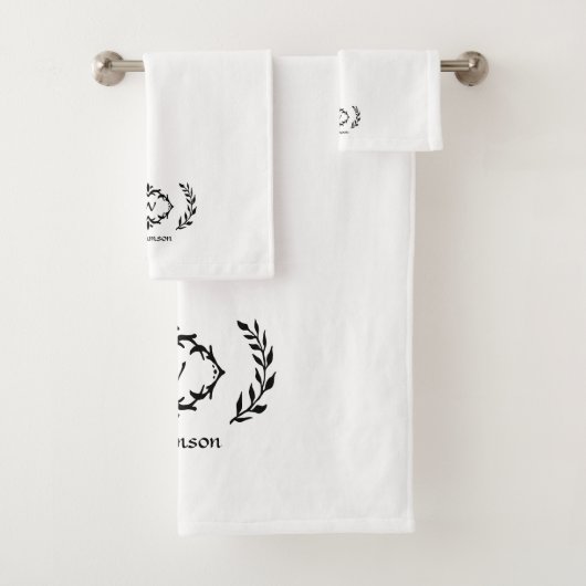 Modern Elegant Monogram Initiaal zwart-wit Bad Handdoek (Insitu)