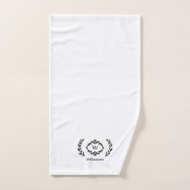 Modern Elegant Monogram Initiaal zwart-wit Bad Handdoek