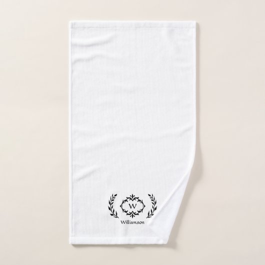 Modern Elegant Monogram Initiaal zwart-wit Bad Handdoek (Handdoek)
