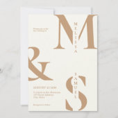 Modern Elegant Monogram Ivoor Tan Bruiloft Kaart (Voorkant)