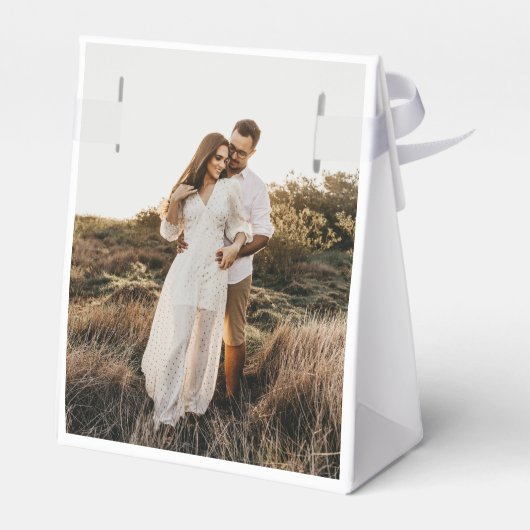 Modern Elegant Monogram Koppel Foto Bedankdoosjes (Achterkant)