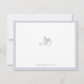 Modern Elegant Monogram Lavendel Gingham controles Notitiekaartje (Achterkant)