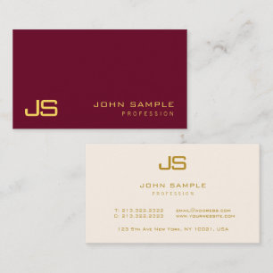 Modern Elegant Monogram Luxe Ruby Rood & Goud Visitekaartje