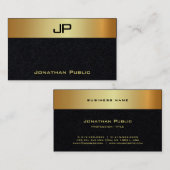 Modern Elegant Monogram Luxury Premium Black Visitekaartje (Voorkant / Achterkant)